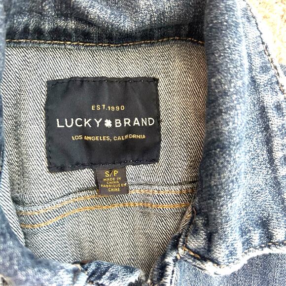 Lucky Women's Jean Jacket Size S/P Distressed - Picture 2 of 7